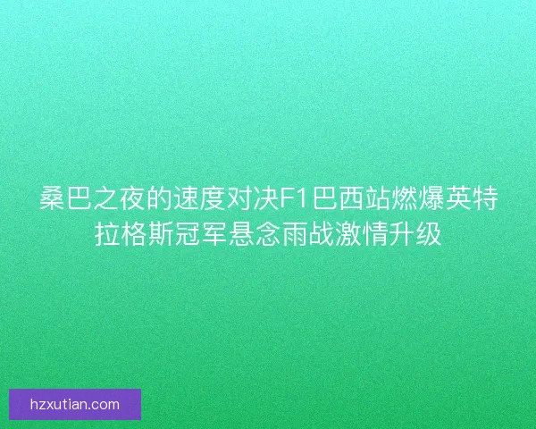 桑巴之夜的速度对决F1巴西站燃爆英特拉格斯冠军悬念雨战激情升级